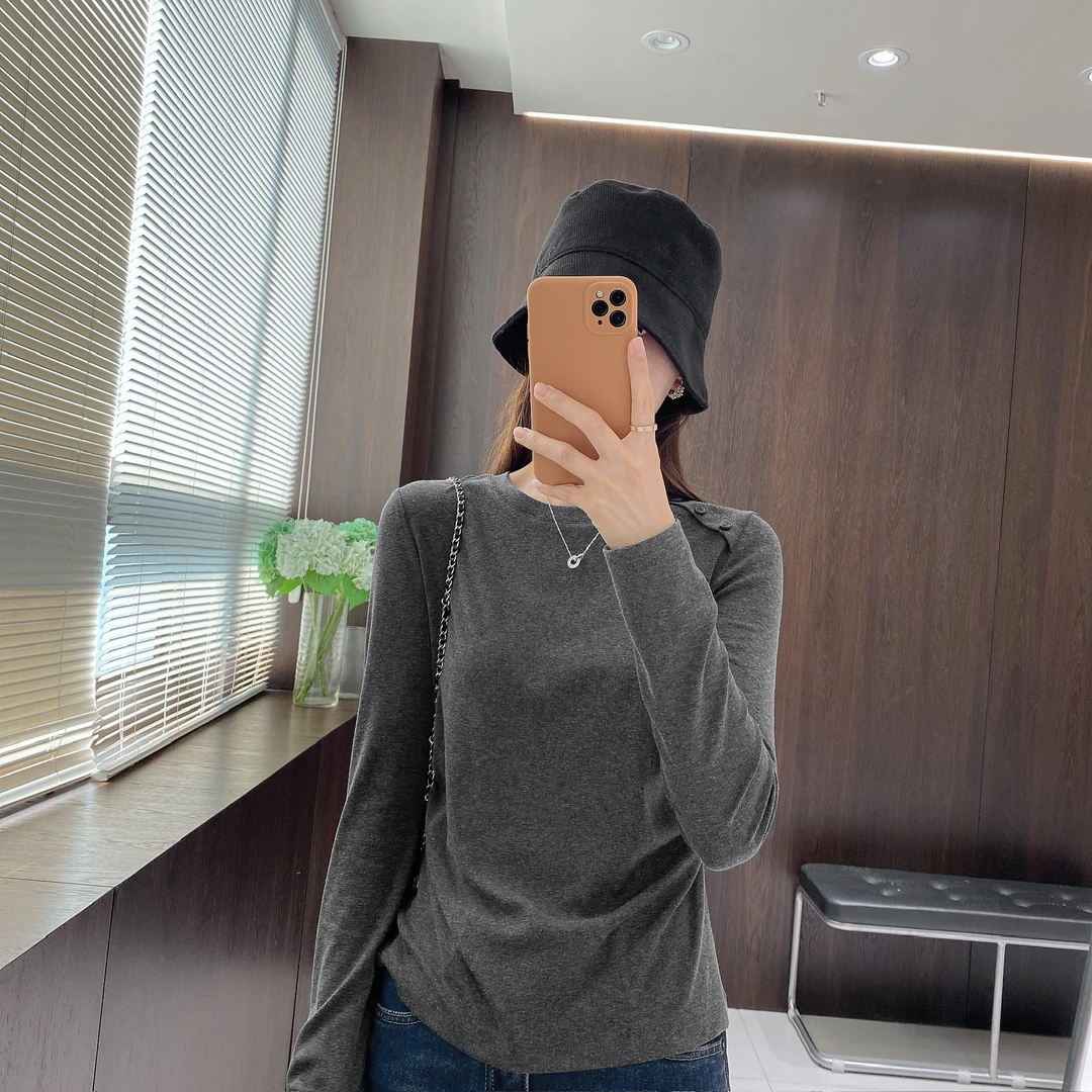 IMFLY金小金自制女装 T恤DYW9752早秋修身纯色长袖打底衫