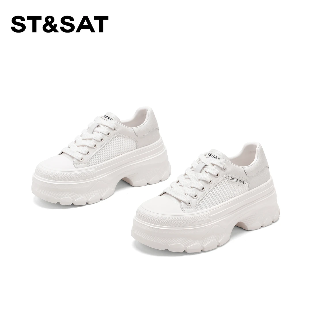 St&Sat/星期六时尚百搭网面休闲鞋2025新款厚底增高运动鞋女透气