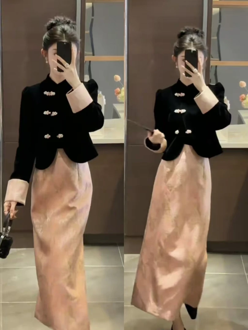 2025秋季新中式轻奢宫廷时尚套装显瘦复古优雅千金套装