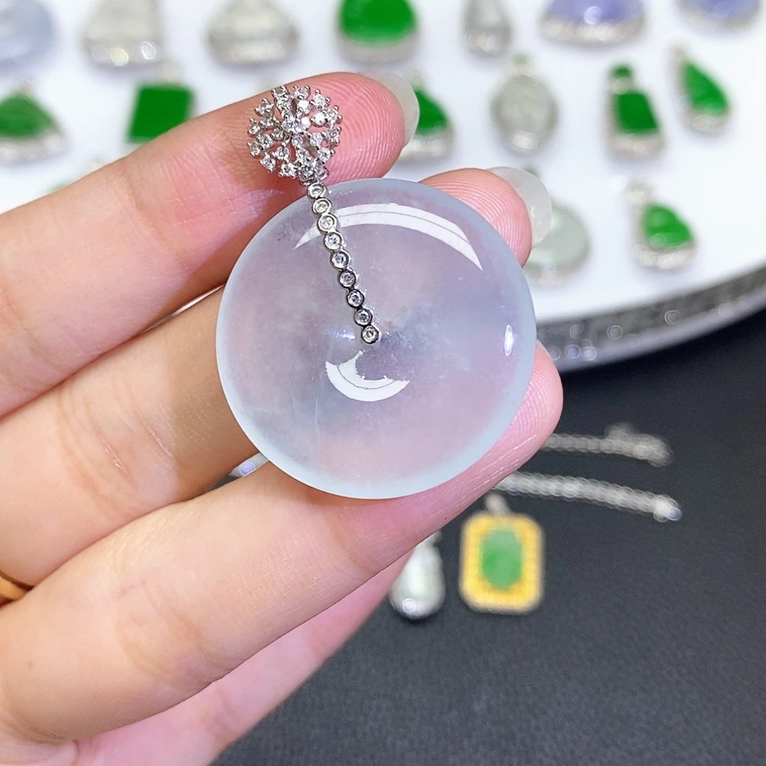 翡翠18K金镶嵌吊坠(不含链)