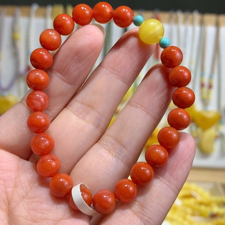 南红玛瑙未镶嵌手链7.7mm