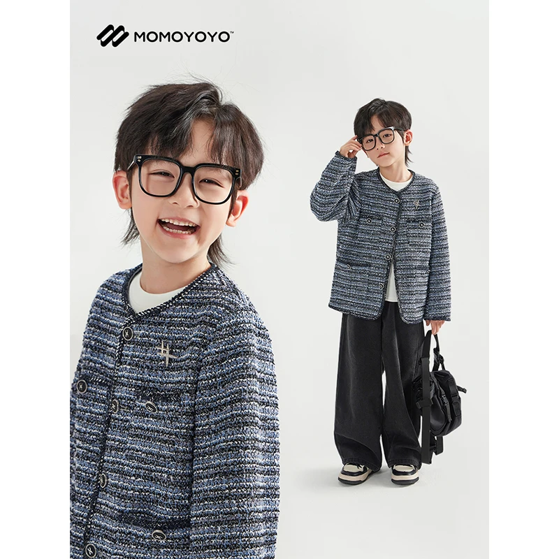 【独特】秋冬季男童加绒小香风外套儿童洋气短版外套6615D