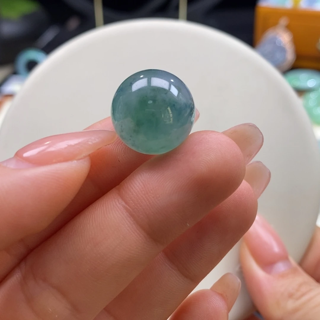 翡翠吊坠(不含链)未镶嵌翡翠蓝底飘花大珠