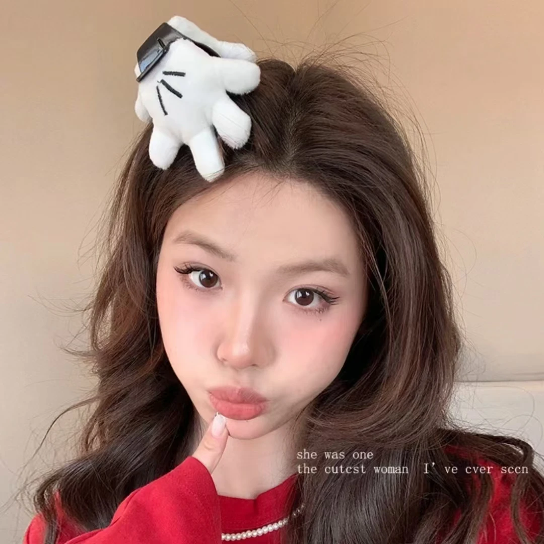 可爱卡通米奇手掌抓夹甜美少女发夹创意趣味后脑勺半扎发夹子发饰