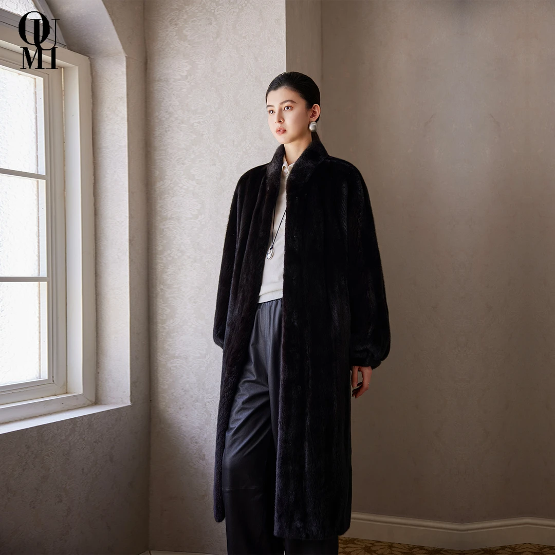 讴咪 宝嘉美本黑抽刀水貂皮草 2025新款立领裘皮大衣外套 OM216