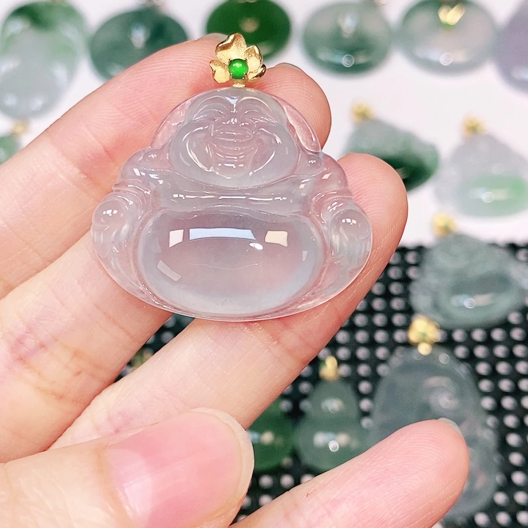 吊坠(不含链)18K金镶嵌翡翠