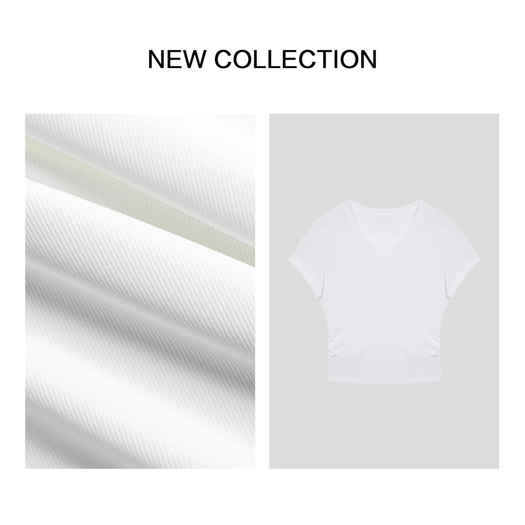 【小依专享】T5F26063 简约V领白色短袖T恤-6063