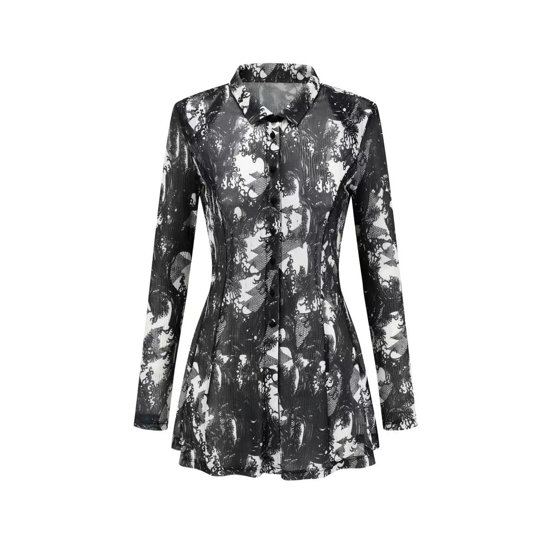 【张羽推荐】LAMAISONJADE 玉琼 2024夏开衫款黑白拼衬衫