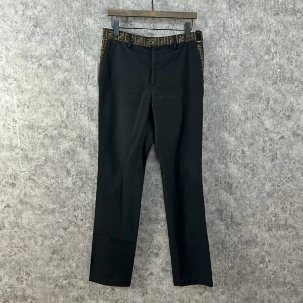 95新 FENDI/芬迪 芬迪老花黑色长裤