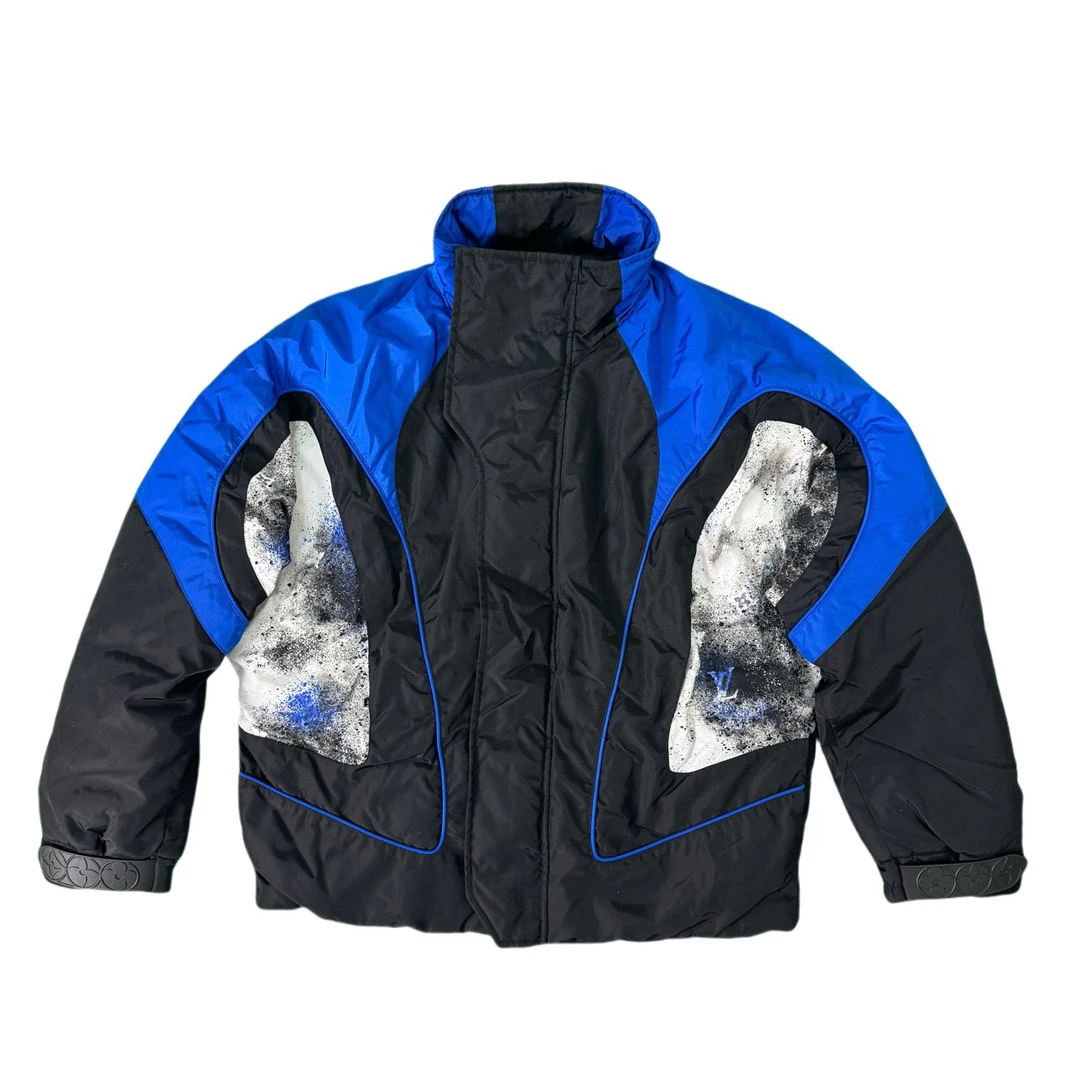 99新 LouisVuitton/路易威登 lv黑篮拼色老花泼墨棉服夹克/44码