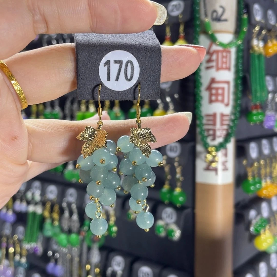 银S925镶嵌翡翠耳饰170