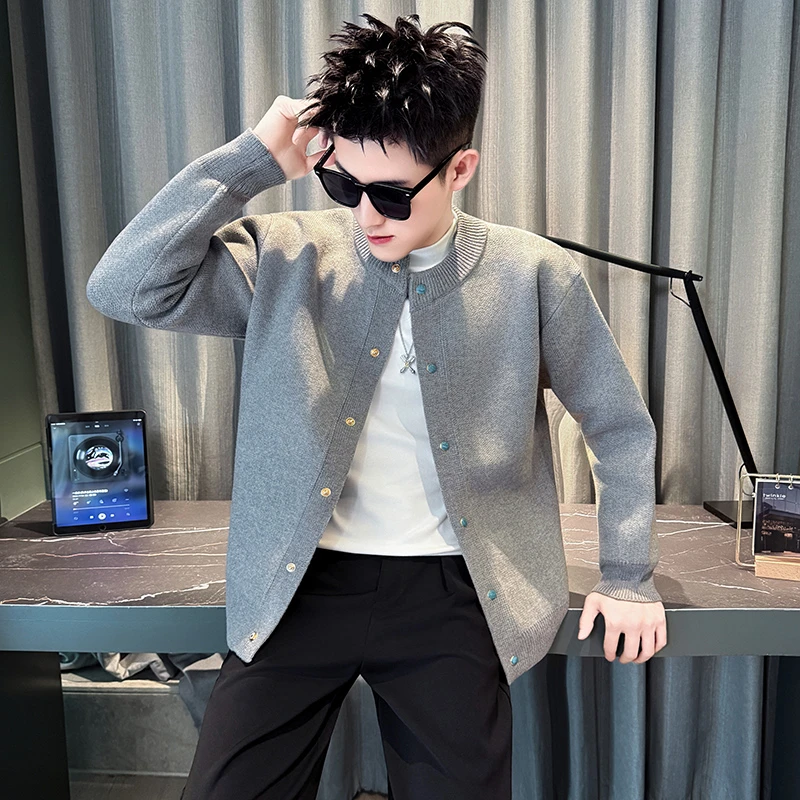 秋冬季男士潮流帅气开衫毛衣高级感针织衫男装休闲外套夹克上衣潮
