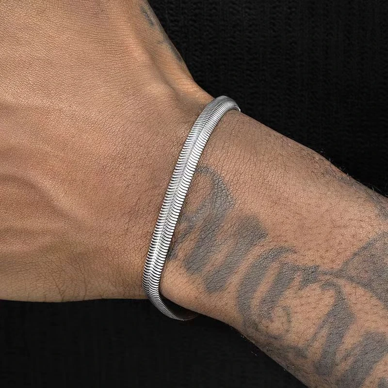 钛钢手链钛钢手链钛钢手链古巴链蛇骨手链男潮冷淡手环手腕男生