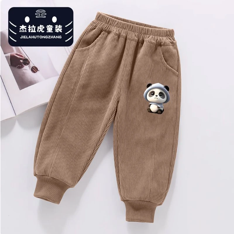 儿童薄款裤子春秋新款2025灯芯绒中大童运动长裤百搭休闲潮流