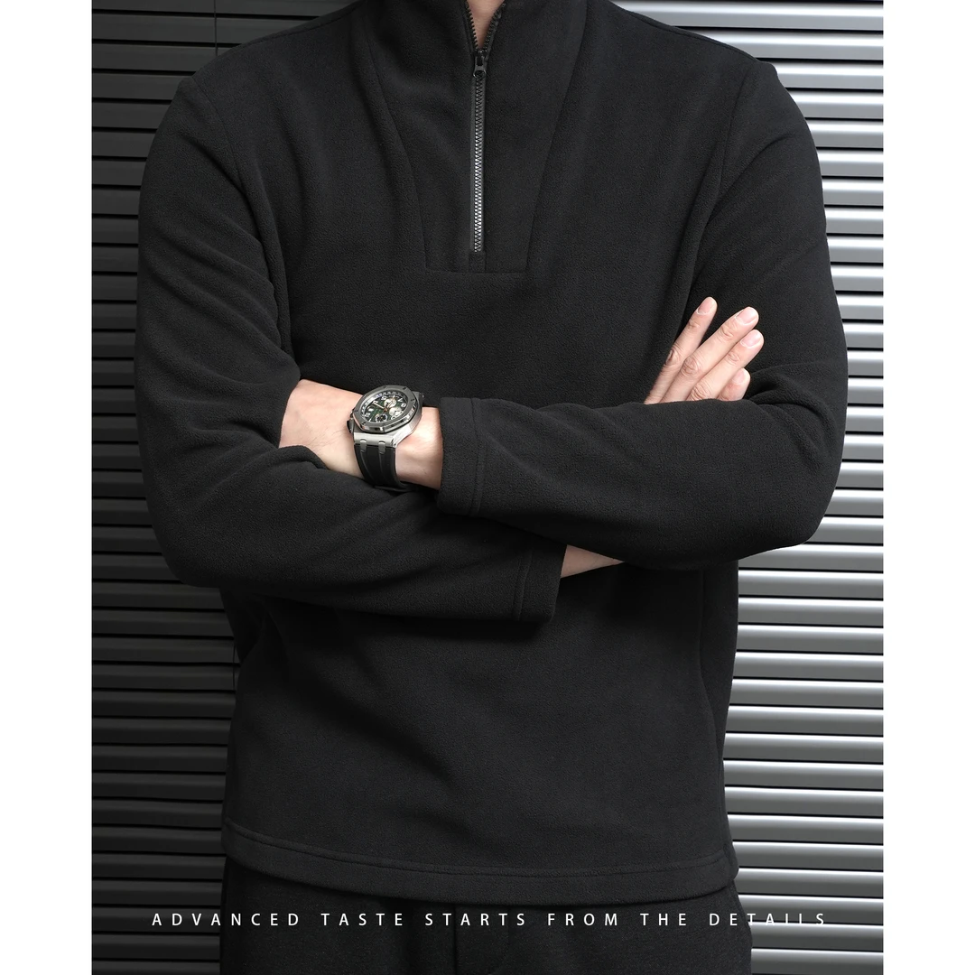 【大头叔叔】冬季极简风半拉链重磅阿斯纳格绒加厚套衫DDW7050