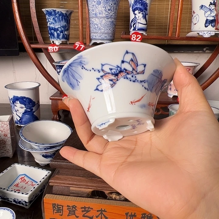 墨奈手绘陶瓷花盆