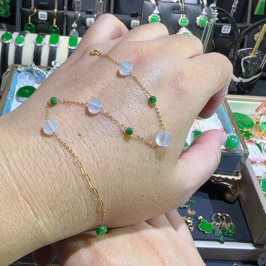 翡翠18K金镶嵌颈饰手链