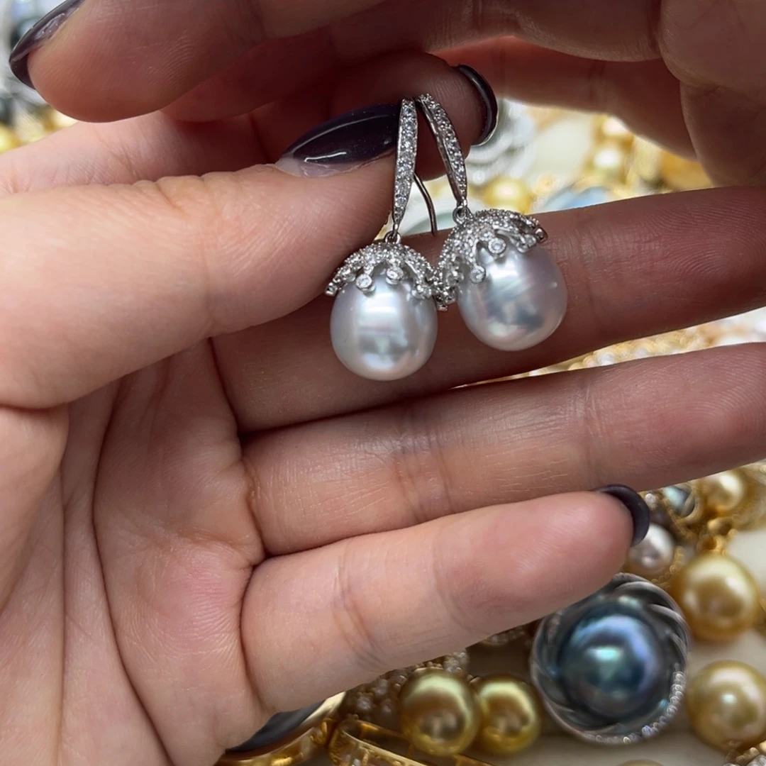 耳饰海水珍珠银S925镶嵌