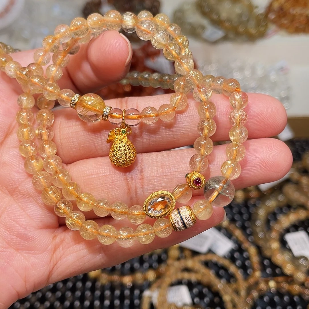 手串水晶未镶嵌金发多圈DIY5.3m608