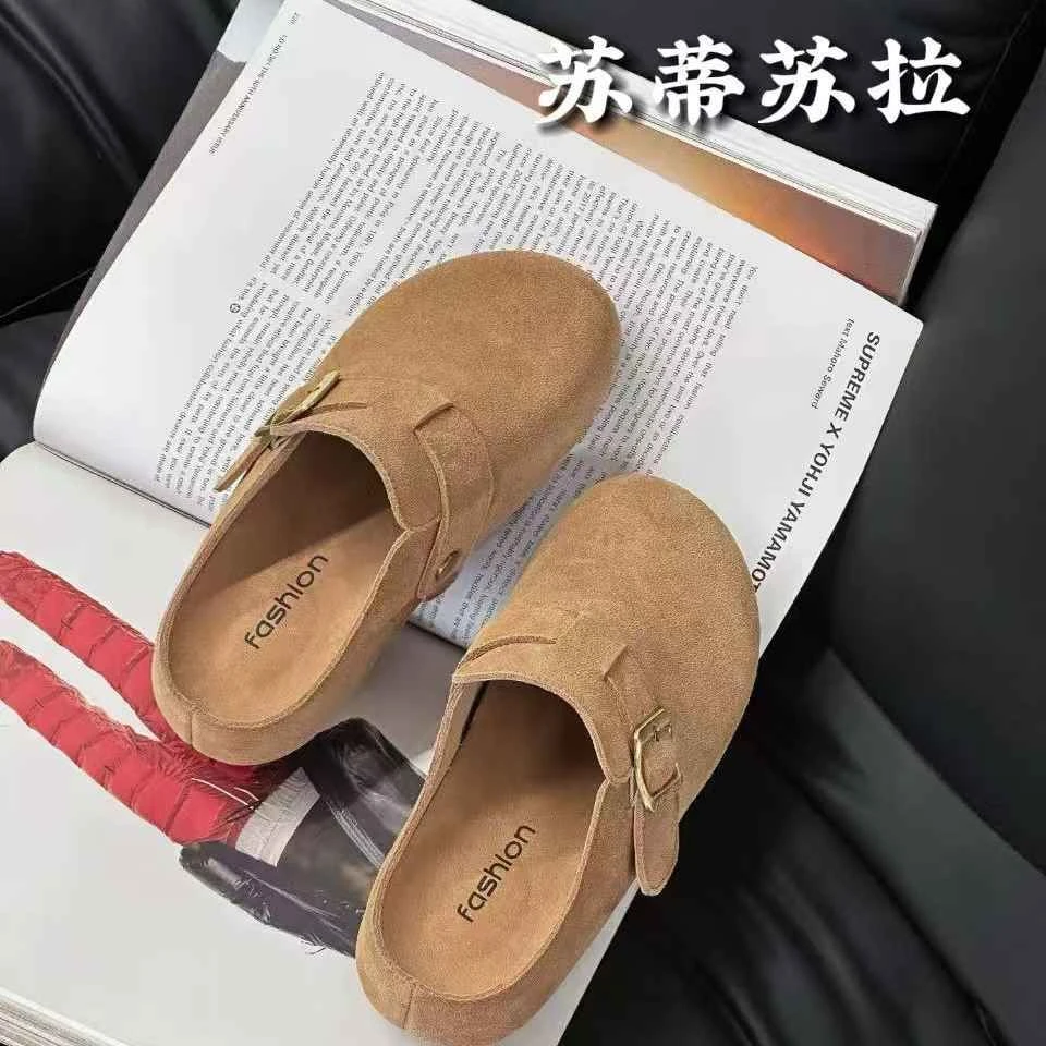 百搭复古夏季舒适包头软底女外穿季新款厚底一脚蹬半拖超火勃肯鞋