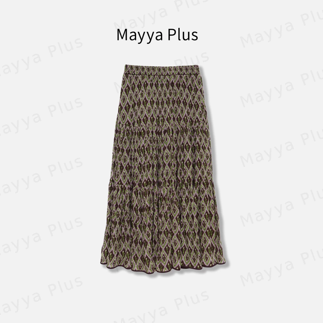 【绿野风声】Mayya Plus麦芽定制轻奢气质欧若风梭织半裙32526350
