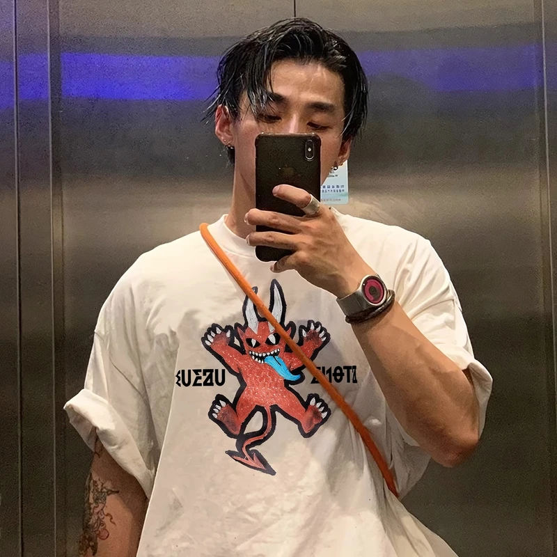 260克重磅纯棉短袖T恤男装2025夏季新款情侣装半袖宽松上衣白色