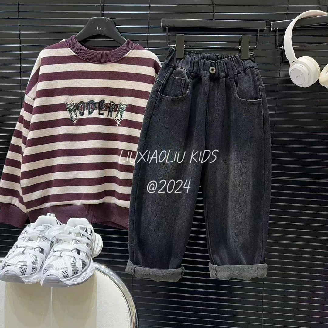杭州六小六正版 BY LIUXIAOLIU韩版秋冬季儿童加绒牛仔裤12103