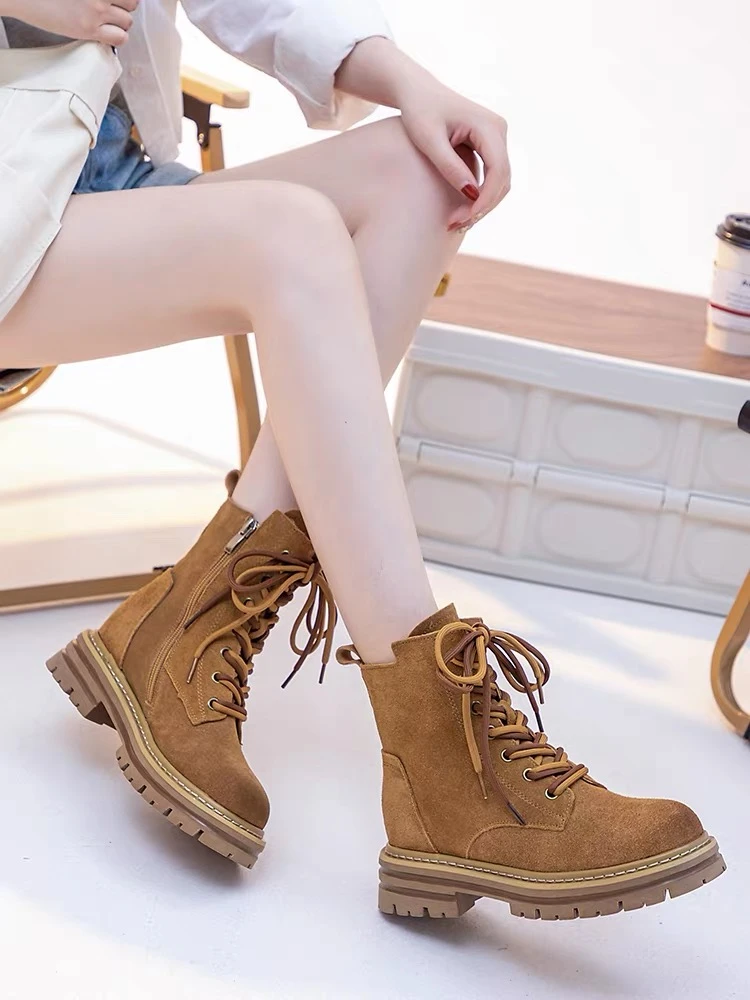 2025秋季新款复古工装西部牛仔靴大黄短靴005