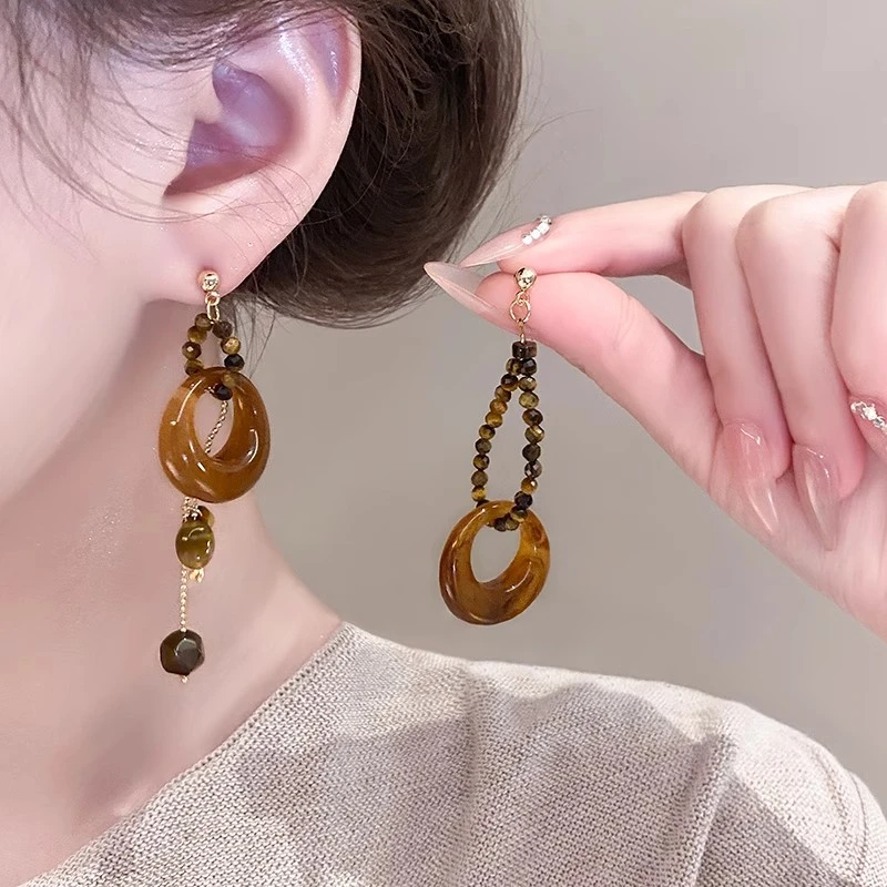 纯铜耳饰 秋冬美拉德耳环女独特绝美港风高级耳钉复古民族风耳饰