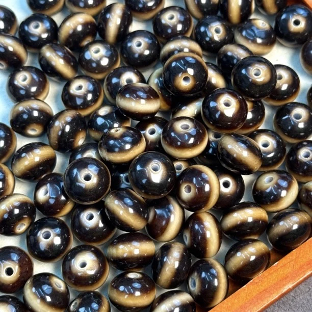 【一代老台药师】复刻良品质感白芯台工渗透条纹天珠玛瑙13*10mm