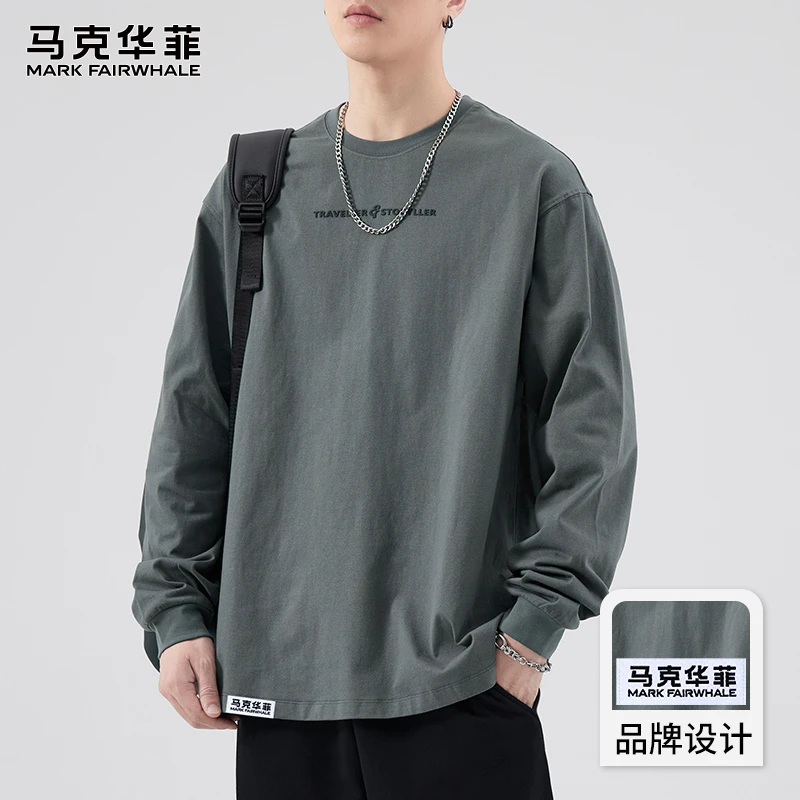 马克华菲美式复古印花休闲卫衣男2025秋季新款宽松圆领长袖T恤潮