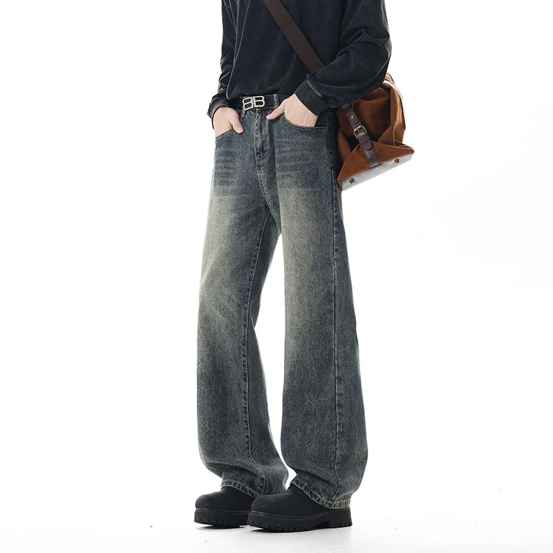 牛仔裤男宽松直筒潮流百搭美式休闲长裤男生潮牌水洗做旧复古裤子