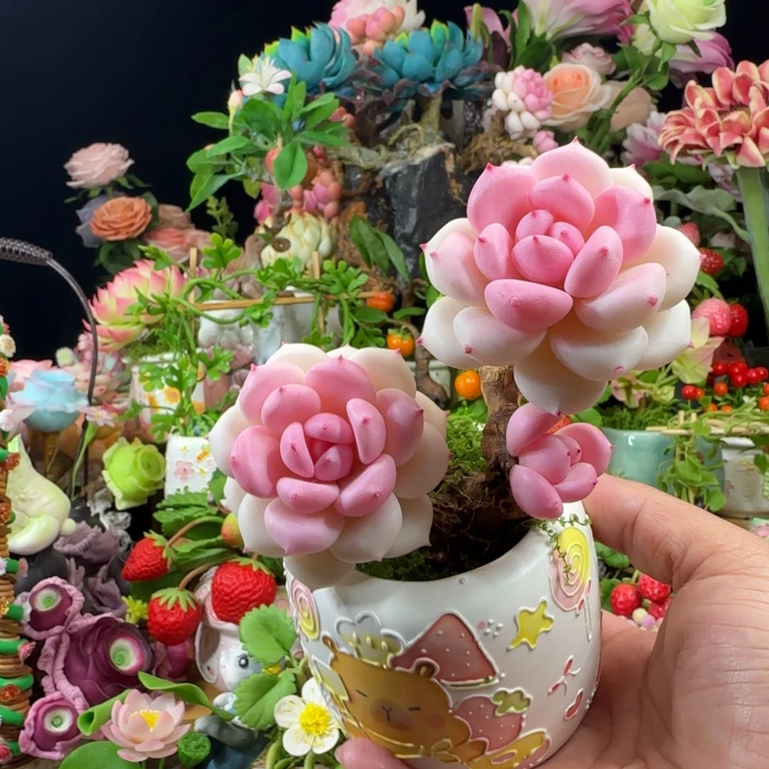 手工制作白茶带盆