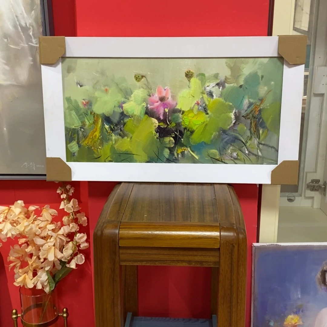 油画荷花白框111111111