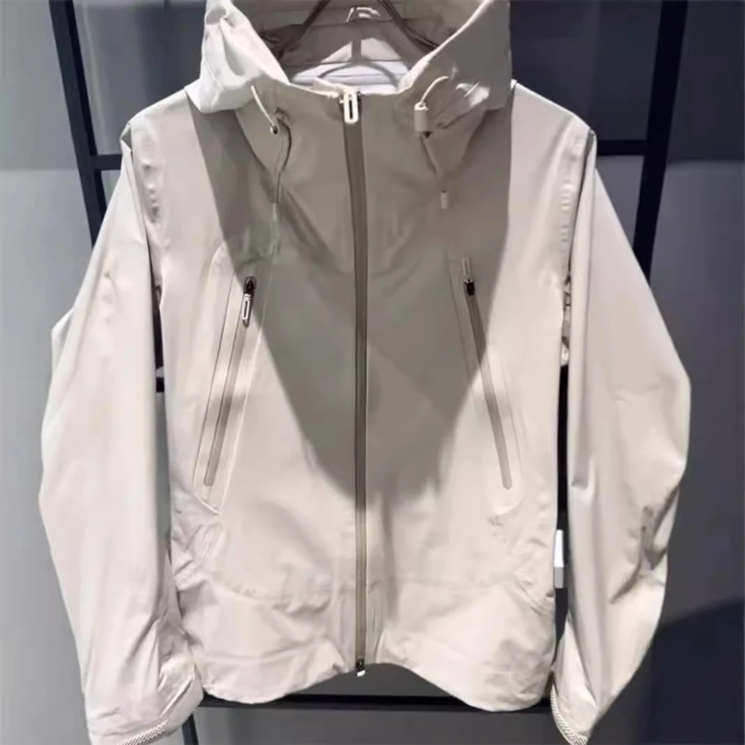 2025春季新款小个子休闲漂亮时尚冲锋衣高级感白色连帽风衣外套女