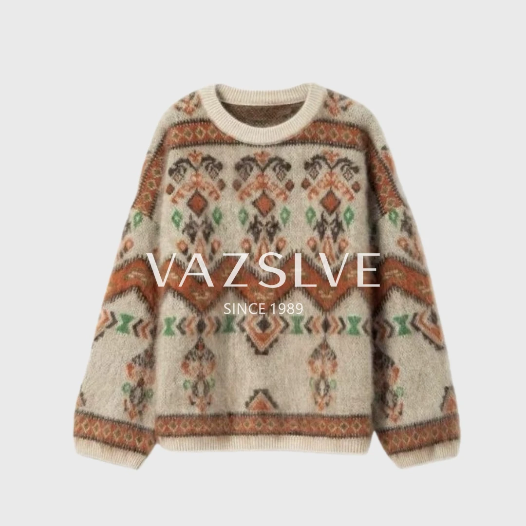 【VAZSLVE/全新奢品】捡漏 羊绒拉毛工艺民族风宽松毛衣msl1313