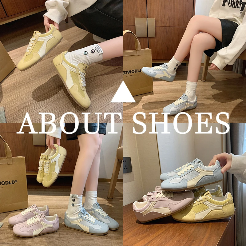 芭蕾风平底休闲舒适轻便透气复古多巴胺德训鞋AY-1162