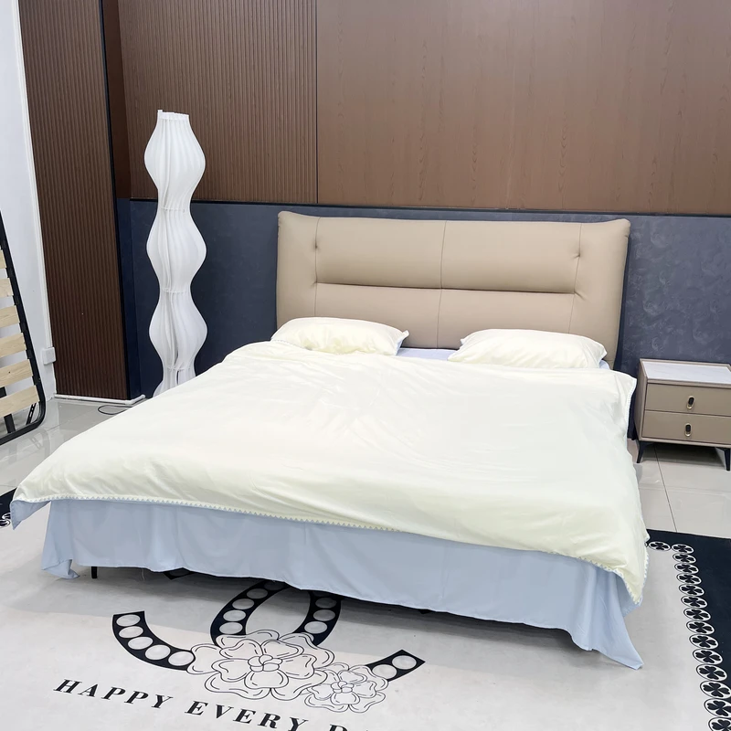 K328#淡季工厂库存支架结构#福利回馈粉丝#现代简约双人床头层牛