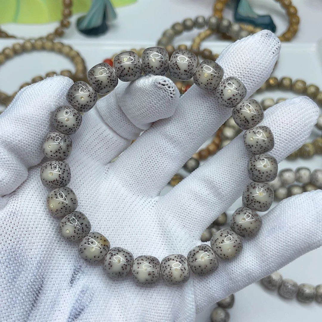 星月菩提手串19。10/9灰冰双留白带火烧云