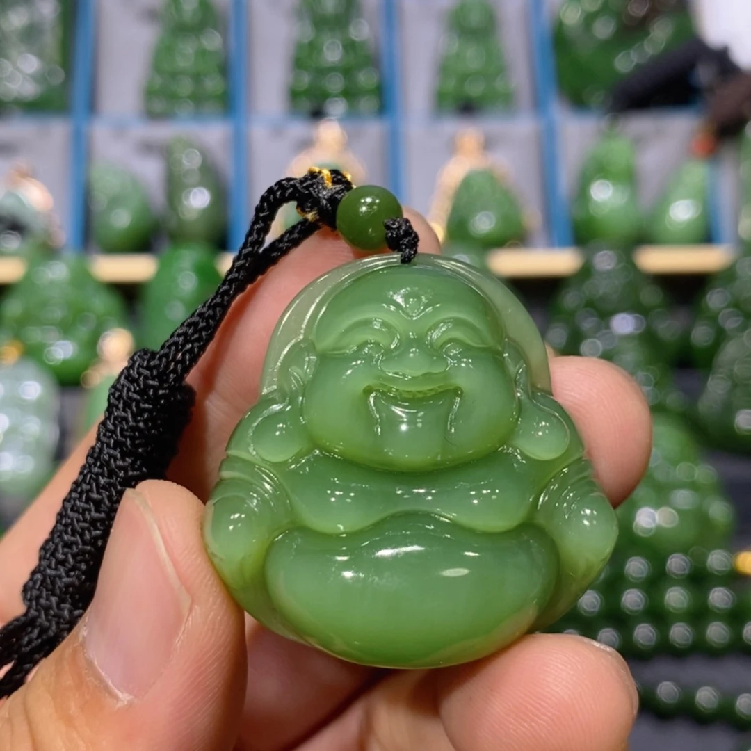 【闪购商品】和田玉吊坠(不含链)未镶嵌粉绿猫眼佛公 35/11.8