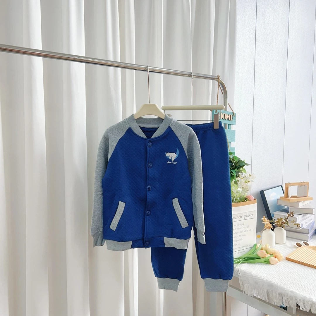 微瑕！儿童三层夹棉空气层居家服套装