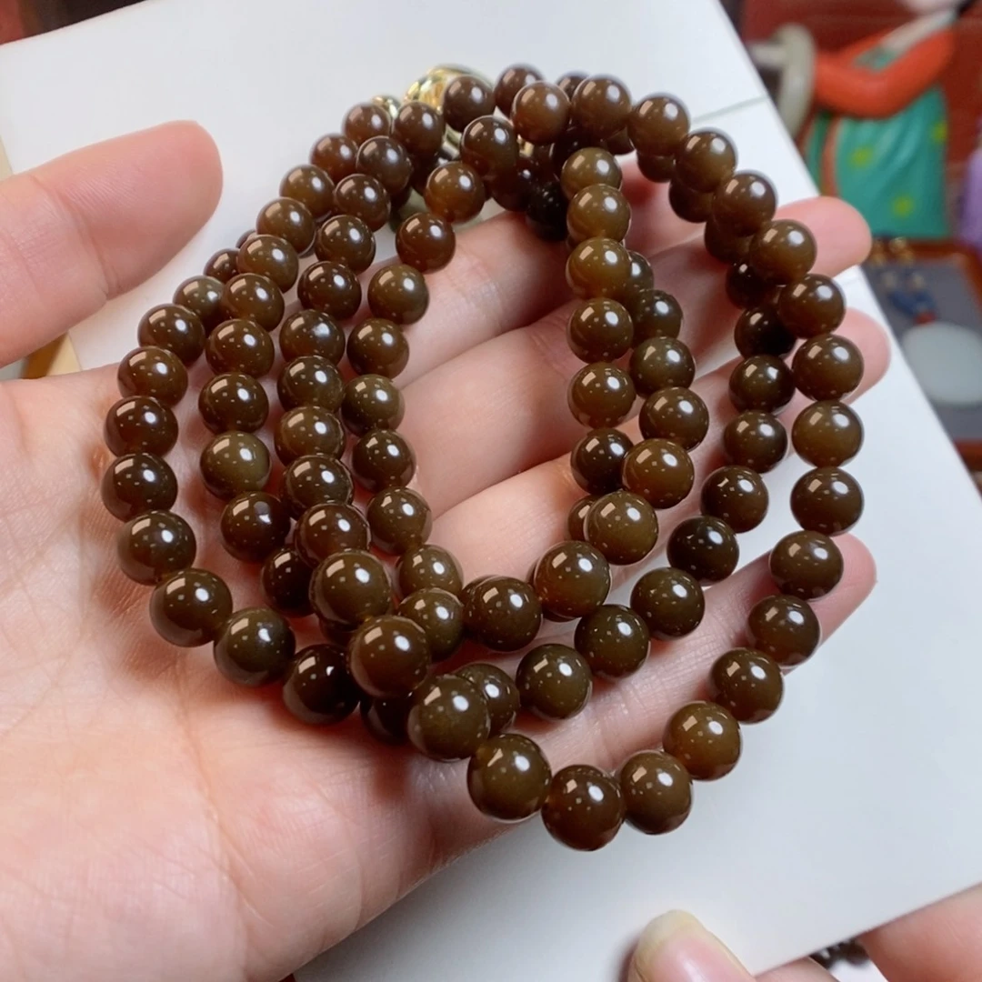 和田玉手链未镶嵌金山红糖