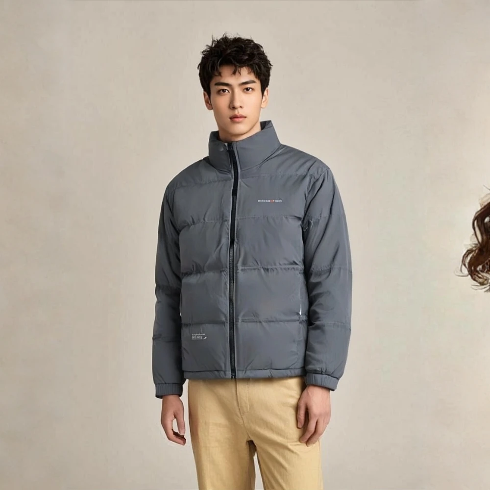 D2秋冬春季男装休闲宽松外套男士半高领秋冬羽绒服保暖时尚棉服上