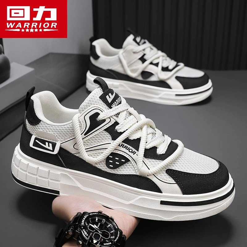 回力男鞋冬季透气网面鞋2025新款小众原创青少年百搭黑白熊猫板鞋