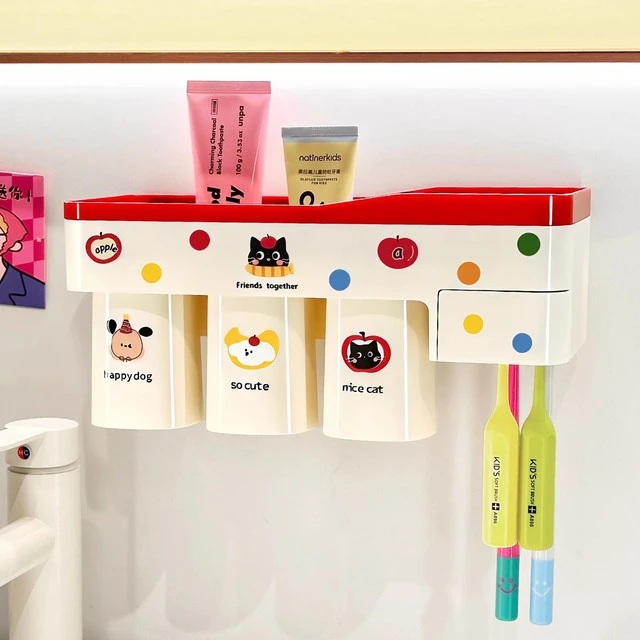 磁吸牙刷置物架壁挂式免打孔牙刷架新款卫生间刷牙杯漱口杯架子