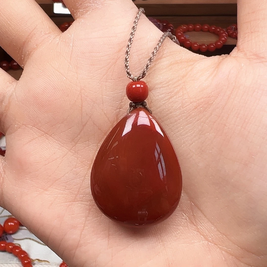 南红玛瑙未镶嵌颈饰精品 瓦西水滴吊坠