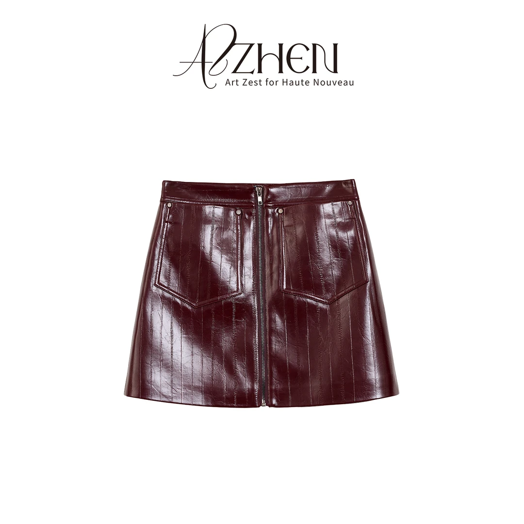 AZZHEN【奢香步调】一片式两穿皮半裙AZ4KSQ21-00