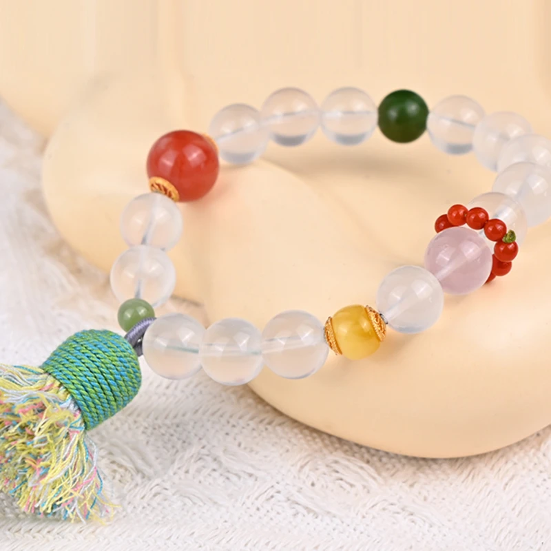 纯天然白水晶彩虹多宝手链女时尚百搭彩色多宝手串