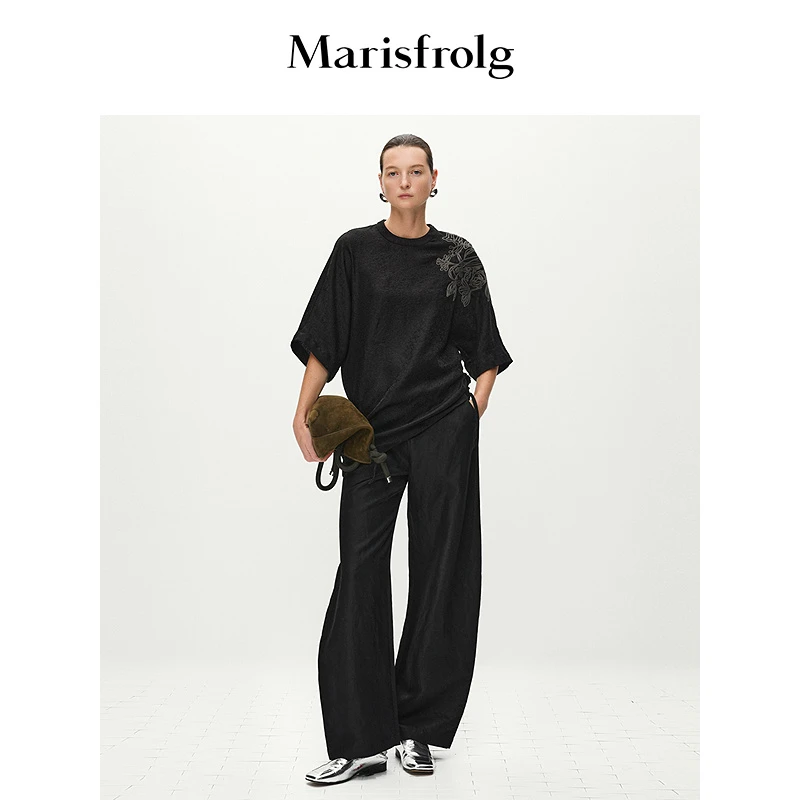 Marisfrolg玛丝菲尔休闲宽松设计师圆领纯色百搭T恤ACFZ20571