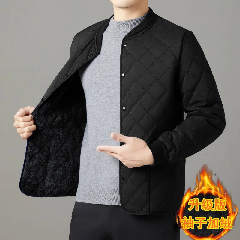 DAFIFY保暖加厚圆领棉服中老年男士冬男男士印花加青少年外套